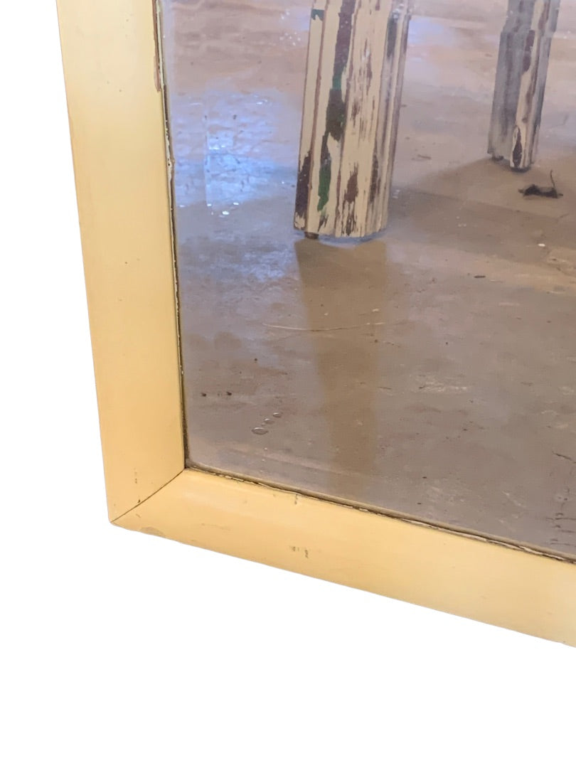 Antique Yellow Wooden Frame Beveled Mirror 15.5" x 23.5"