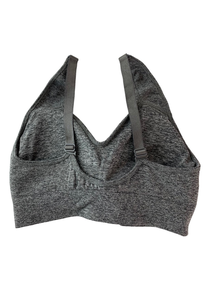 Small Puma Women's Gray Heathered Pullover Sports Bra Padded Adjustable Strap