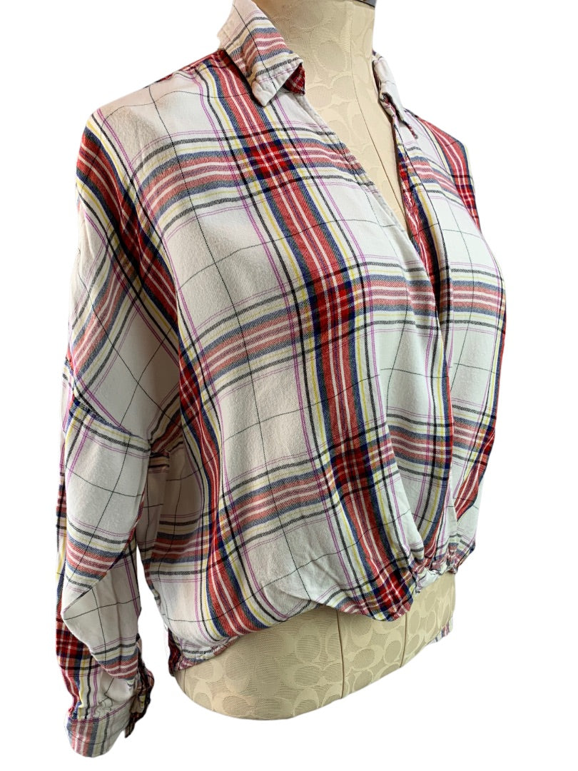 Small Lou & Grey Women's Soft Flannel Faux Wrap Pullover Blouse Shirt