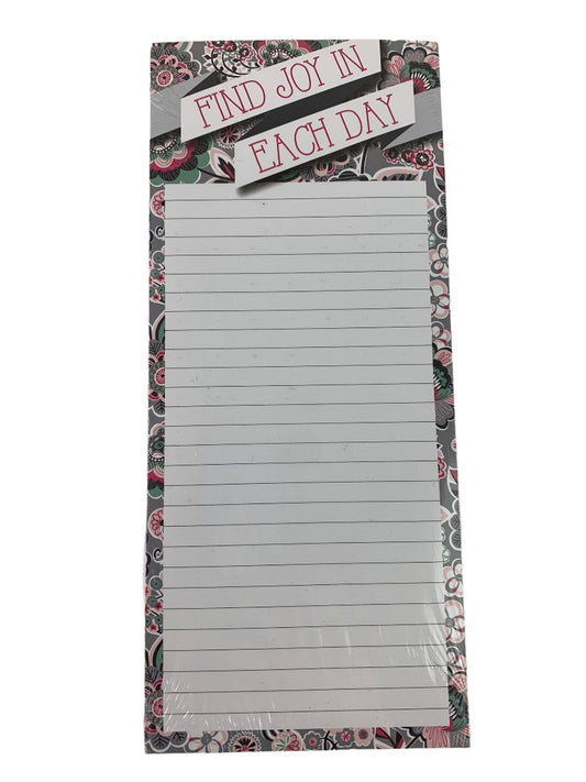 Wellspring New "Find Joy in Each Day" Magnetic Notepad List 19179 9" x 4"