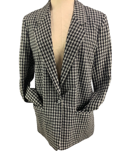 10 Alfred Dunner Women's Vintage 1990s Houndstooth Blazer Wool Blend