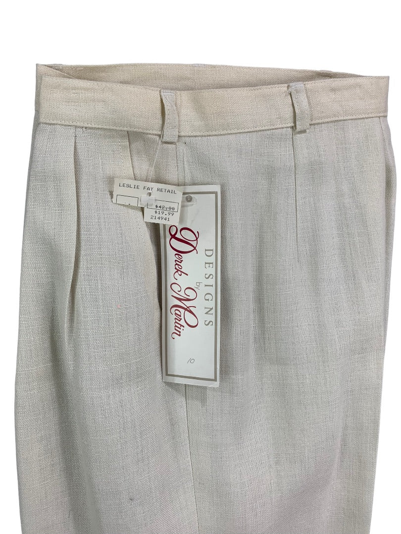 Size 10 Designs by Derek Martin Linen Blend Lined Dress Pants Cream Y2K  Women's