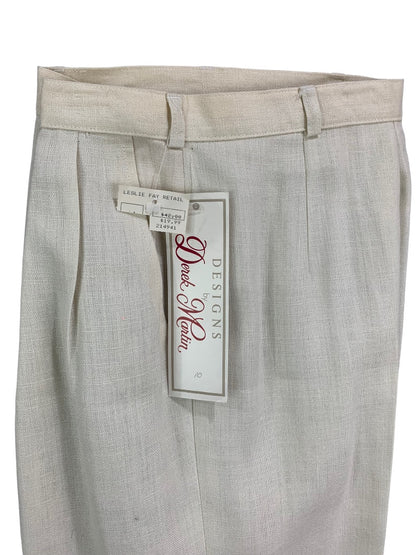 Size 10 Designs by Derek Martin Linen Blend Lined Dress Pants Cream Y2K  Women's