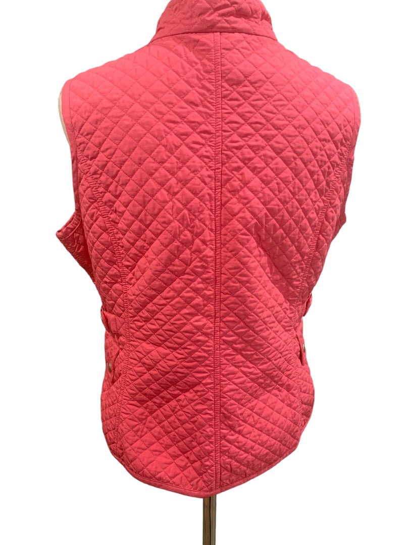 Large Petite Talbots Petites Women's New Hot Pink Quilted Snap Up Vest