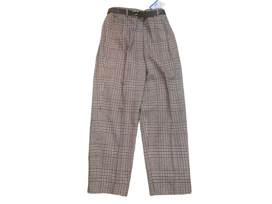 Size 8 Haberdashery Women's New Brown Plaid Lined Wool Blend Pants 1990s Vintage