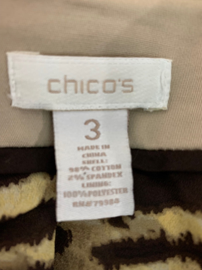 XL Chico's Women's Tan Zip Up Safari Style Lightweight Jacket