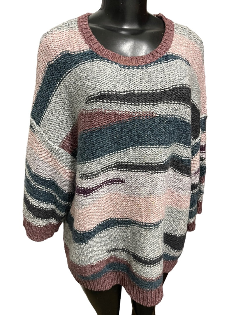 Large J. Jill PureJill Women's Soft Pullover Sweater Pink Frost 3/4 Sleeve