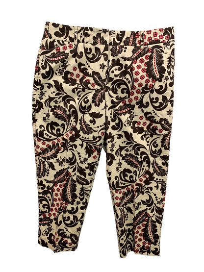 Size 12P Talbots Petites Women's Brown Print Capri Pants Stretch