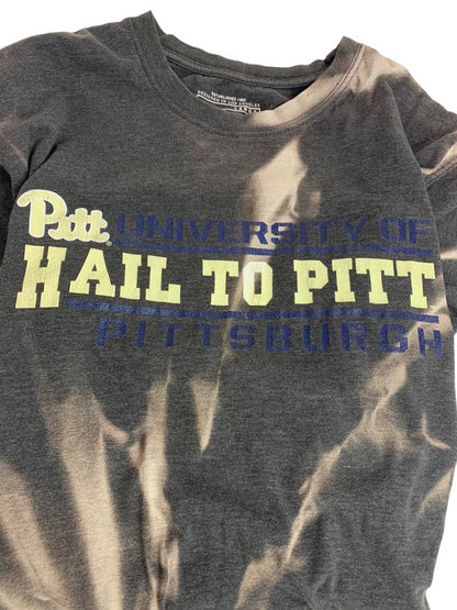 Large Hail to Pitt University Bleach Look Adult Unisex Tshirt