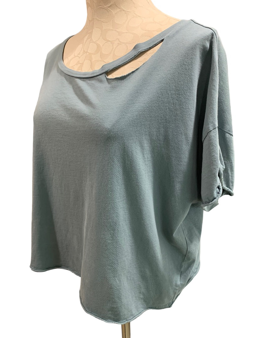 Medium B Brand Women's Dolman Roll Sleeve Distressed Oversize Tshirt