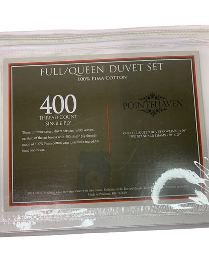 Pointhaven Full Queen Size New Pima Cotton 400 Thread Count White Duvet and 2 Sham Set