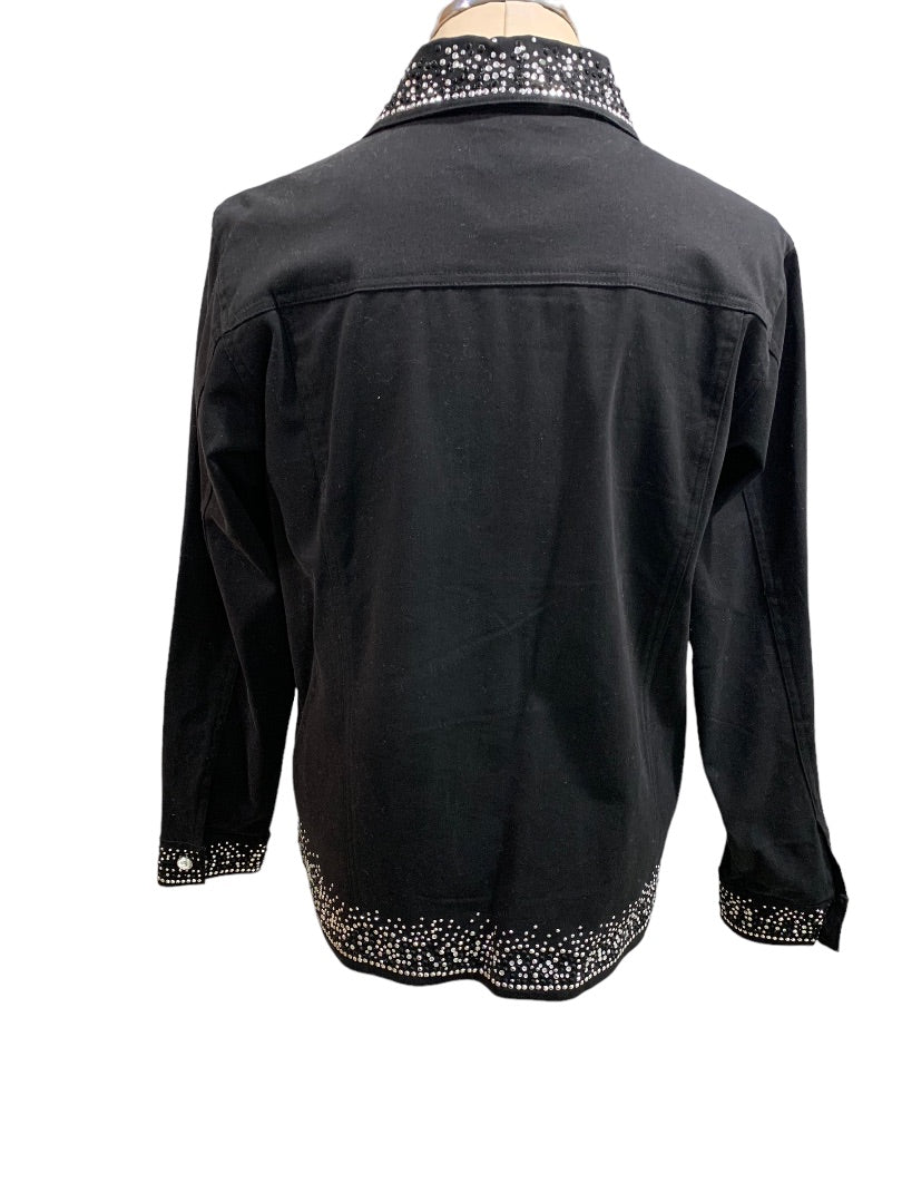 Small Quacker Factory Women's Black Embellished Button Up Jacket