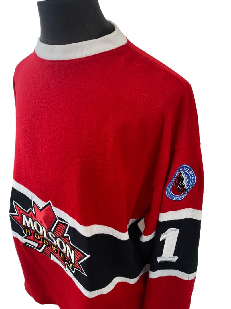 XL 90s Dehen Molson Hockey Canadian Sweater Men’s Red & Black