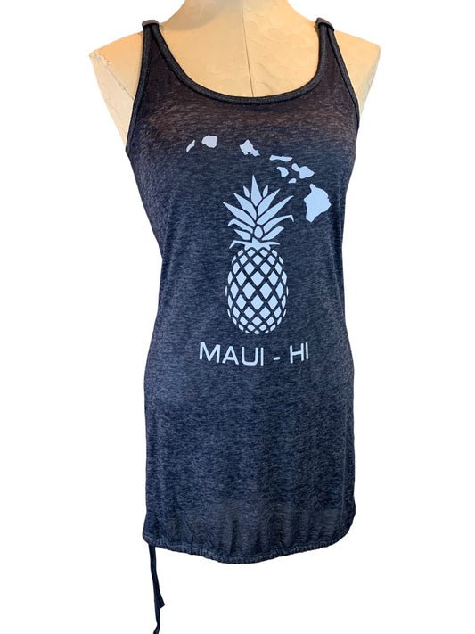 Small Aloha Lightweight Coverup Sundress Pineapple Navy Blue Women's "Maui-Hi"