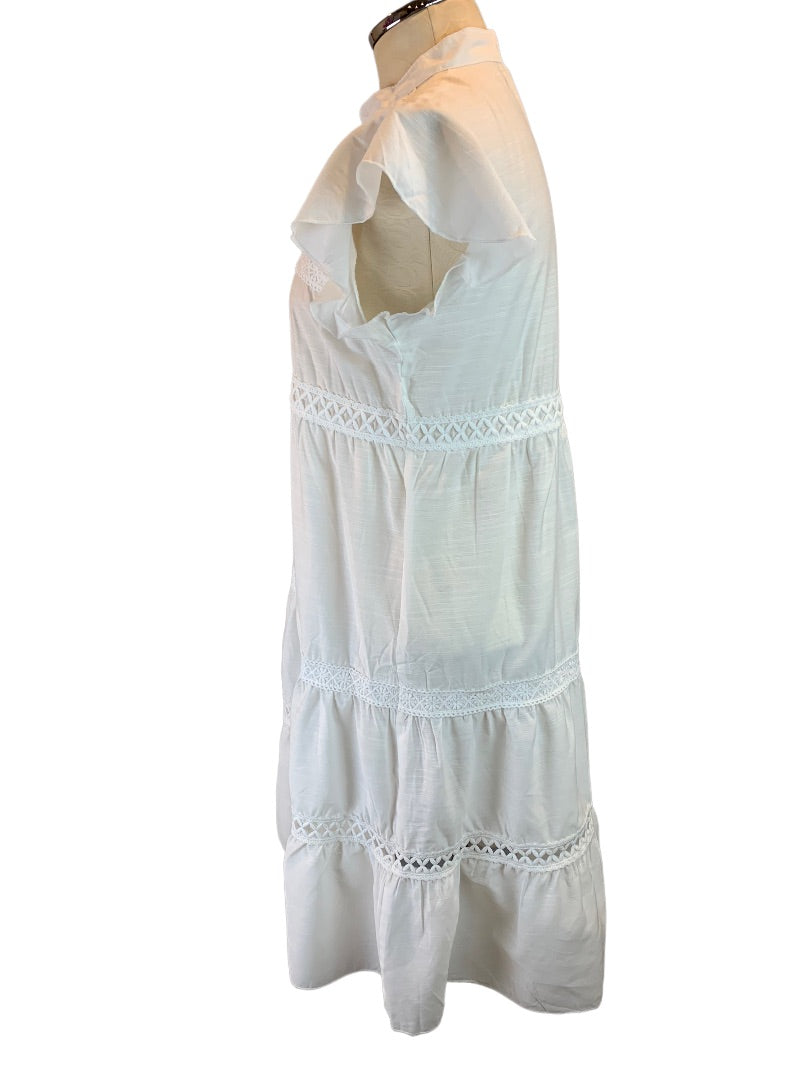 Medium Made with Love Women's White Peasant Dress Sheer Midi New