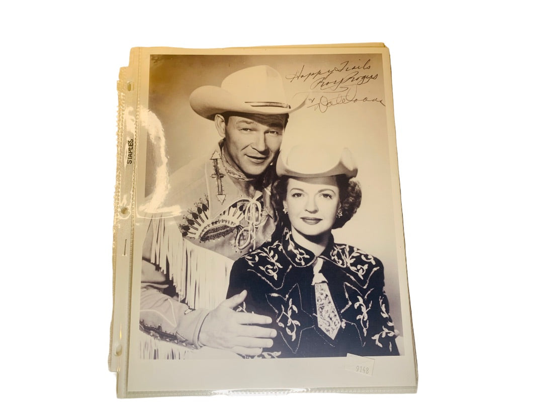 Set of 4 Vintage Western Photo Prints Facsimile Autographs Roy Rogers Lone Ranger Hopalong Cassidy Wyatt Earp