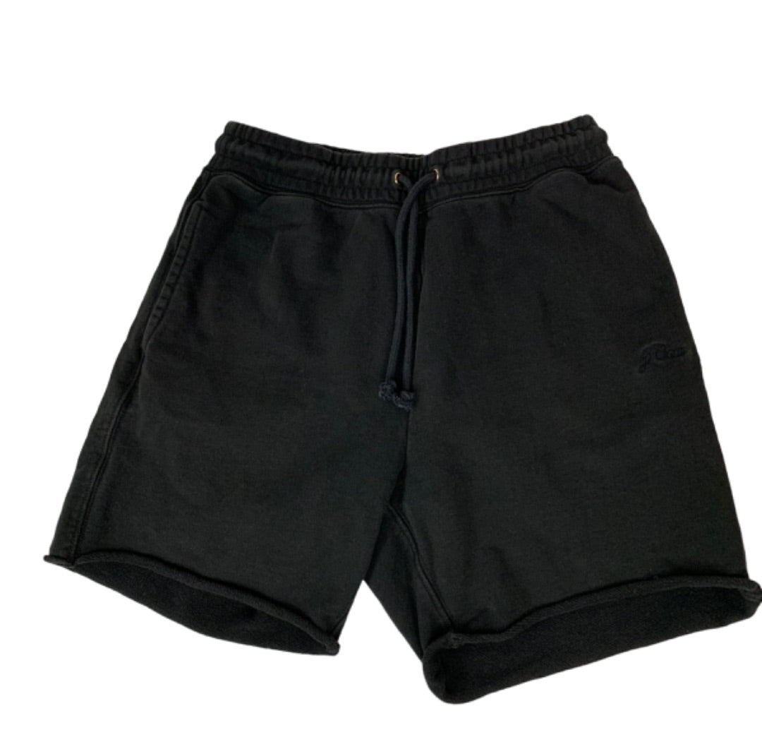 XS J.Crew University Terry Long Cut Off Shorts with Crew Logo Black Pull On AY444