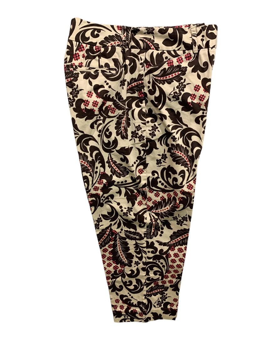 Size 12P Talbots Petites Women's Brown Print Capri Pants Stretch