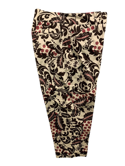 Size 12P Talbots Petites Women's Brown Print Capri Pants Stretch