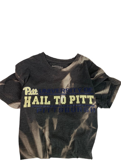 Large Hail to Pitt University Bleach Look Adult Unisex Tshirt