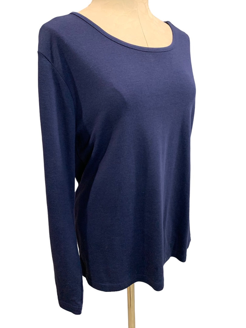 XL Blair Women's Navy Blue Long Sleeve Tshirt Cotton Blend