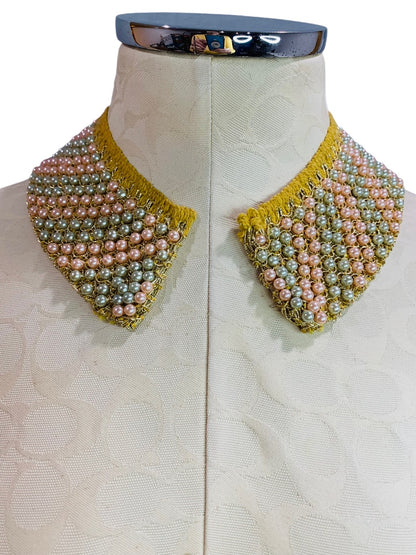 Vintage 1960s Collar Attachement Sewing Notion Pink Green Gold Threading