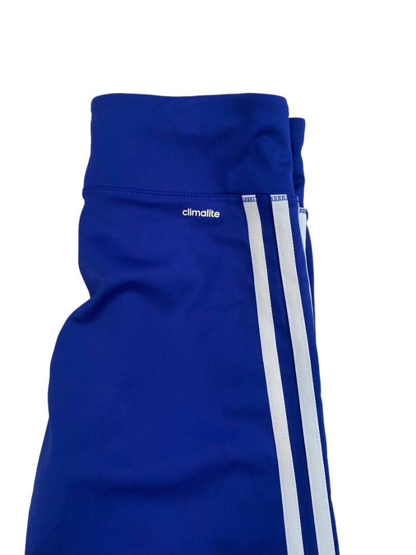 XS Adidas Blue Climalite Athletic Running Leggings White Trim