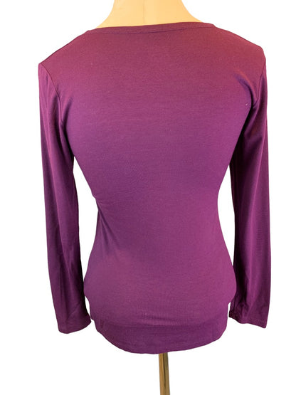 Medium 32 Degrees Heat Women's Purple Scooop Neck Base Layer Dark Purple