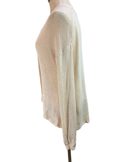 Small J.Crew Women's  Loose Knit Linen Sweater Lace Up Neckline Ivory