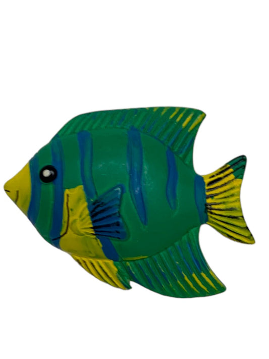 Acrylic Pin 1.5" Green Yellow Fish Painted Brooch