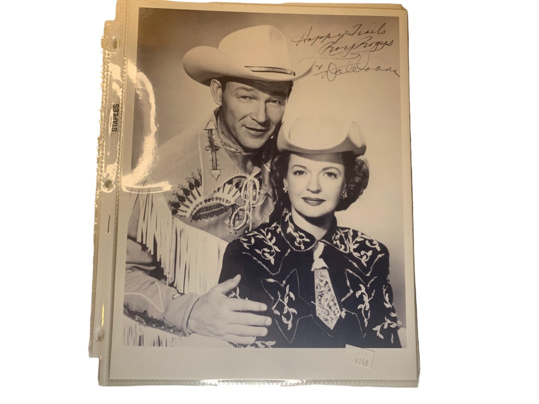 Set of 4 Vintage Western Photo Prints Facsimile Autographs Roy Rogers Lone Ranger Hopalong Cassidy Wyatt Earp