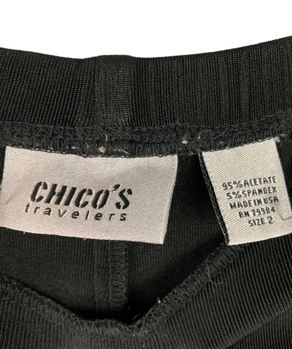 Medium Chico's Travelers Women's Pull On Black Pants Loose Fit 32" Inseam