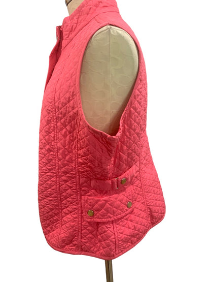 Large Petite Talbots Petites Women's New Hot Pink Quilted Snap Up Vest