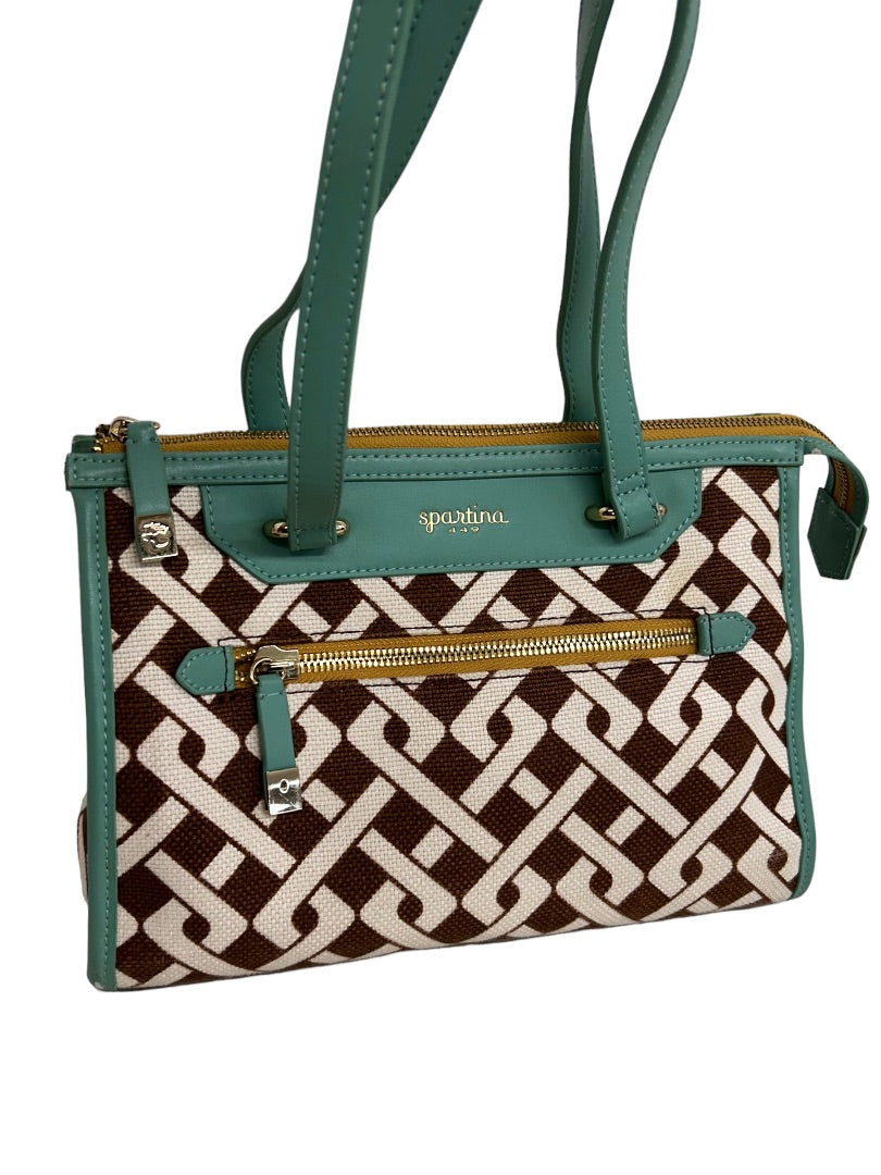 Spartina 449 Linen Shoulder Bag Sea Foam Green Trim Stanley. Bag