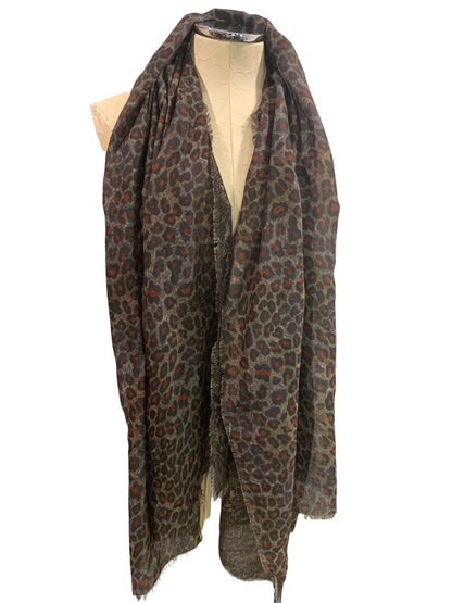 Charlie Paige Sheer Animal Print Snakeskin Reversible Brown Rust Lightweight Scarf 28 x 72