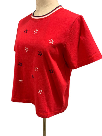 Medium Onque Women's Americana Retro Style Embroidered Star Tshirt