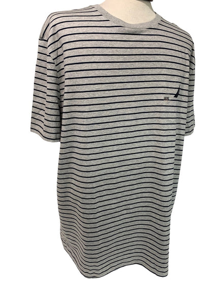 XXL Nautica Men's Striped Gray Navy Blue Short Sleeve Tshirt New