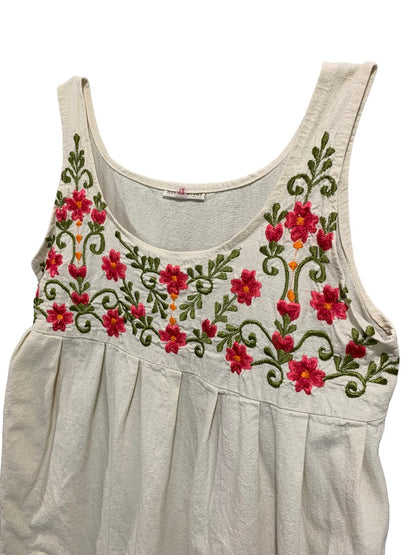 Size 12 Girls Sundress Sleeveless Embroidered Floral Bodice Tie Back