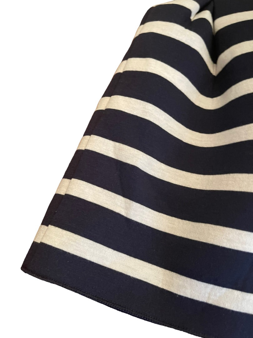 XS Gap Striped Side Zipper Flare Mini Skirt Navy White Ponte Knit