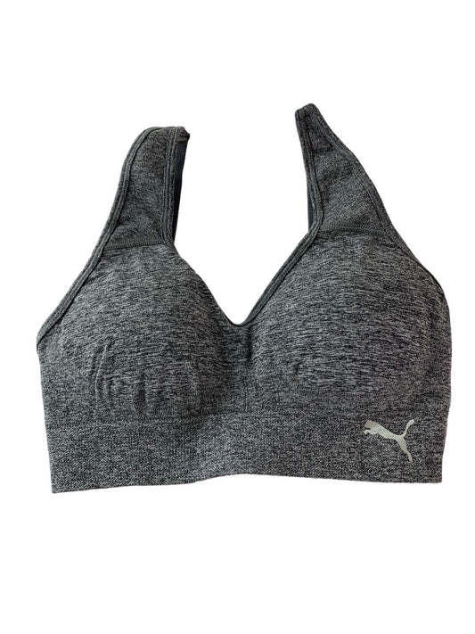 Small Puma Women's Gray Heathered Pullover Sports Bra Padded Adjustable Strap