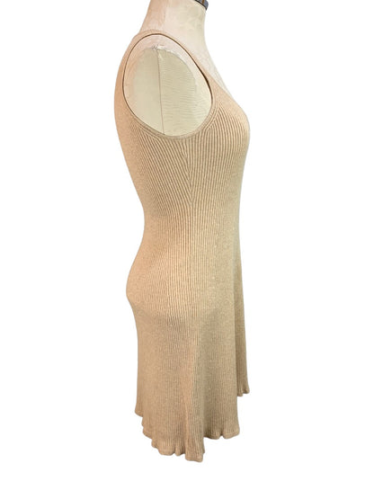 Small J.Crew Women's Tan Sculpted Rib Sleeveless Sweater Dress Style#BI279