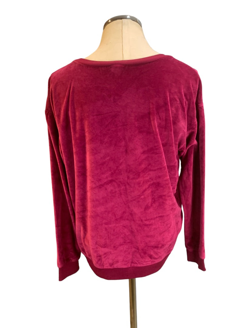 Large Place Women's "Queen" Raspberry Velour Pullover Shirt