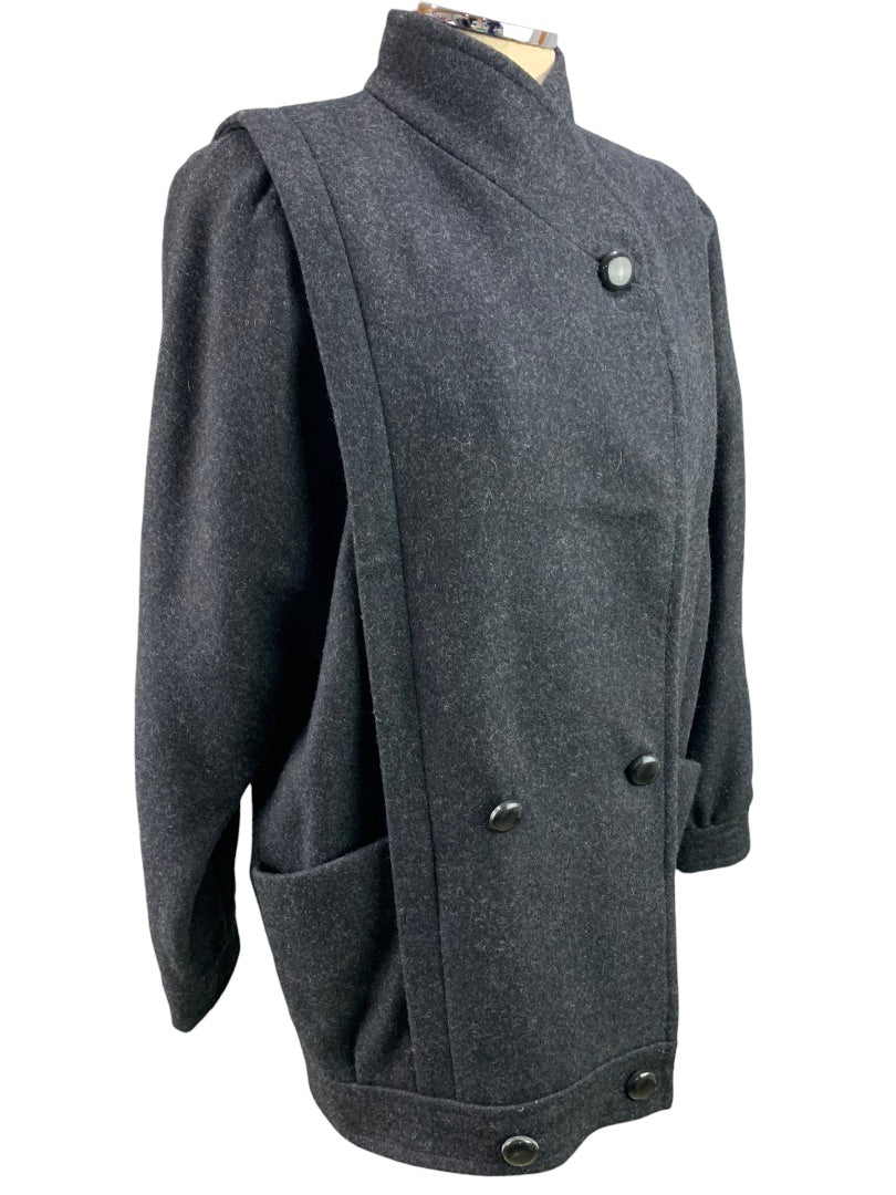 9/10 International Scene Women's Wool Blend Vintage 1980s Winter Coat Gray