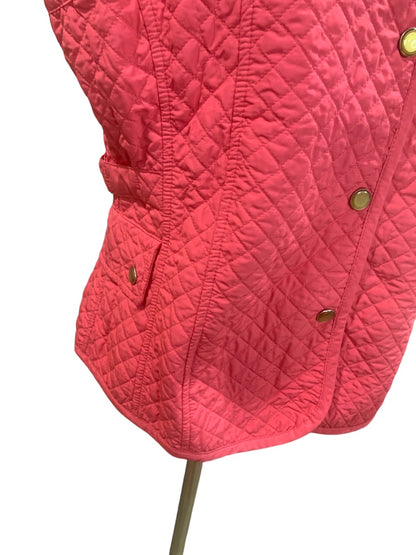 Large Petite Talbots Petites Women's New Hot Pink Quilted Snap Up Vest