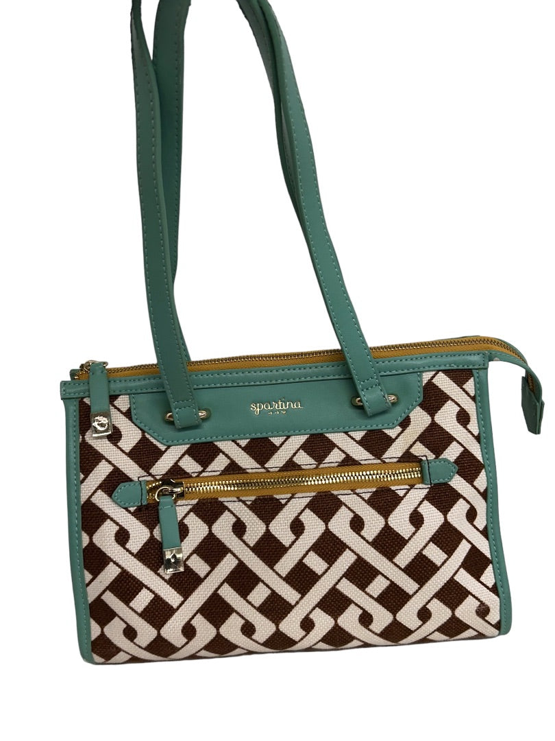 Spartina 449 Linen Shoulder Bag Sea Foam Green Trim Stanley. Bag