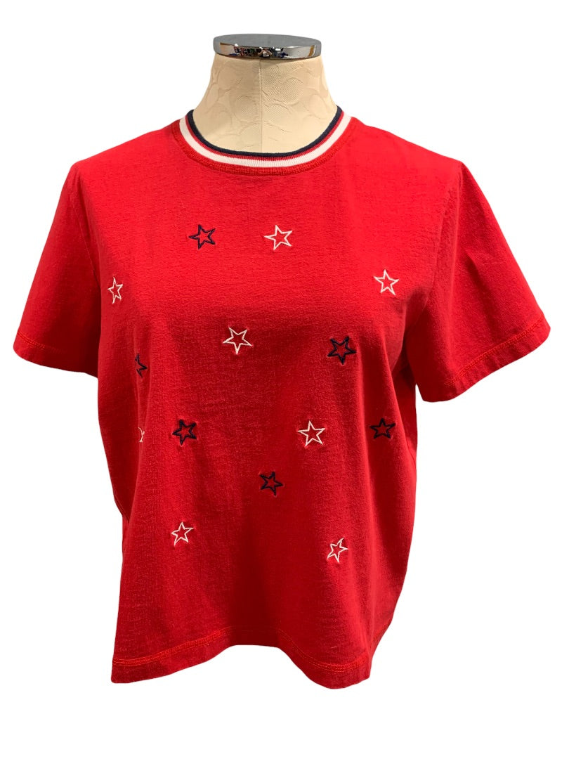 Medium Onque Women's Americana Retro Style Embroidered Star Tshirt