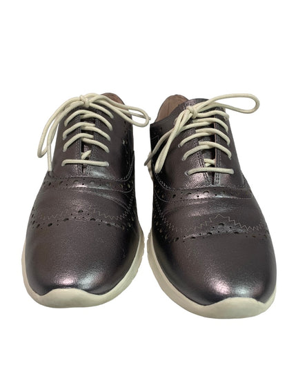 Size 7.5 Cole Haan Women's Zerogrand Wing Oxford Lace Up Dark Silver W28610