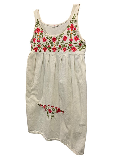 Size 12 Girls Sundress Sleeveless Embroidered Floral Bodice Tie Back