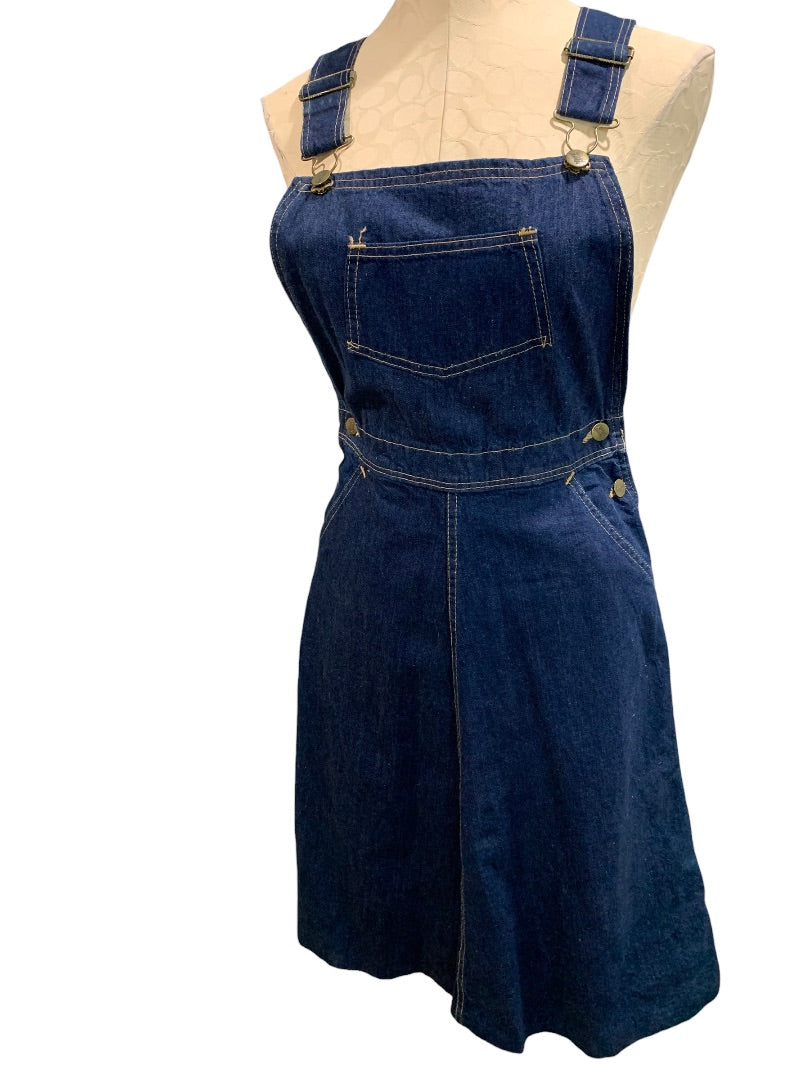 Size 9 Madewell Vintage Denim Jean Overall Jumper Skirt 1970s