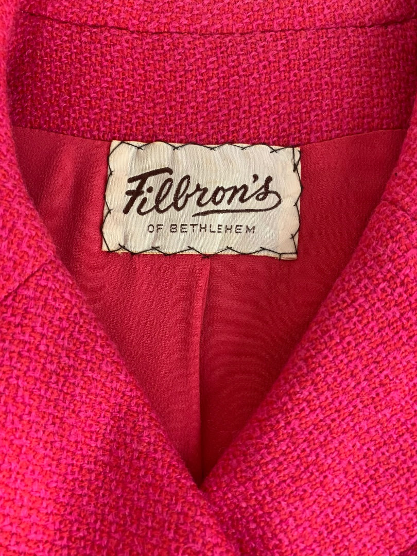 XS Filbron's Bethlehem Hot Pink Vintage 1950s Skirt Suit Stefan Briarbrook